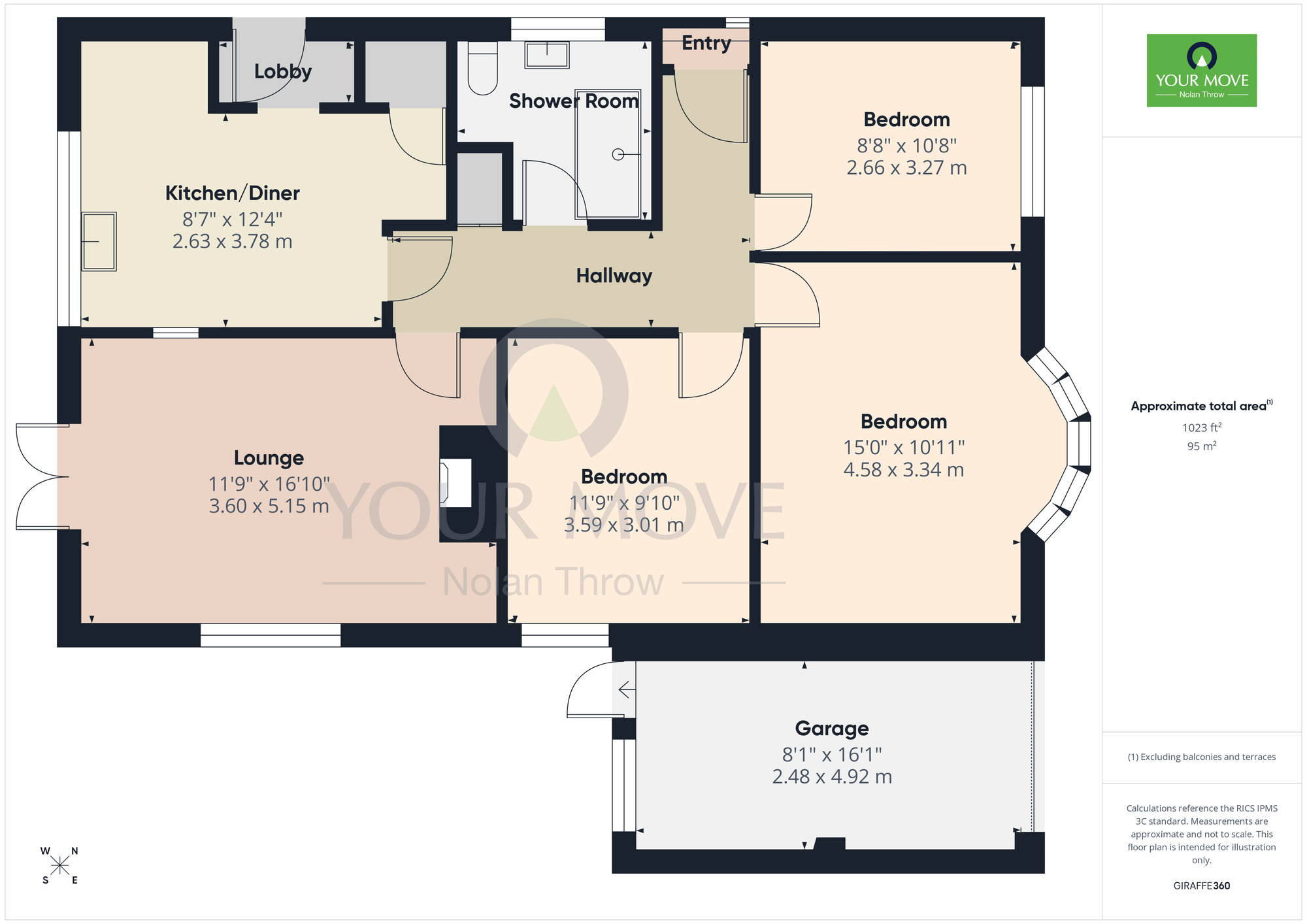Floorplan of 3 bedroom Detached Bungalow to rent, Barons Way, Kingsthorpe, Northampton, NN2