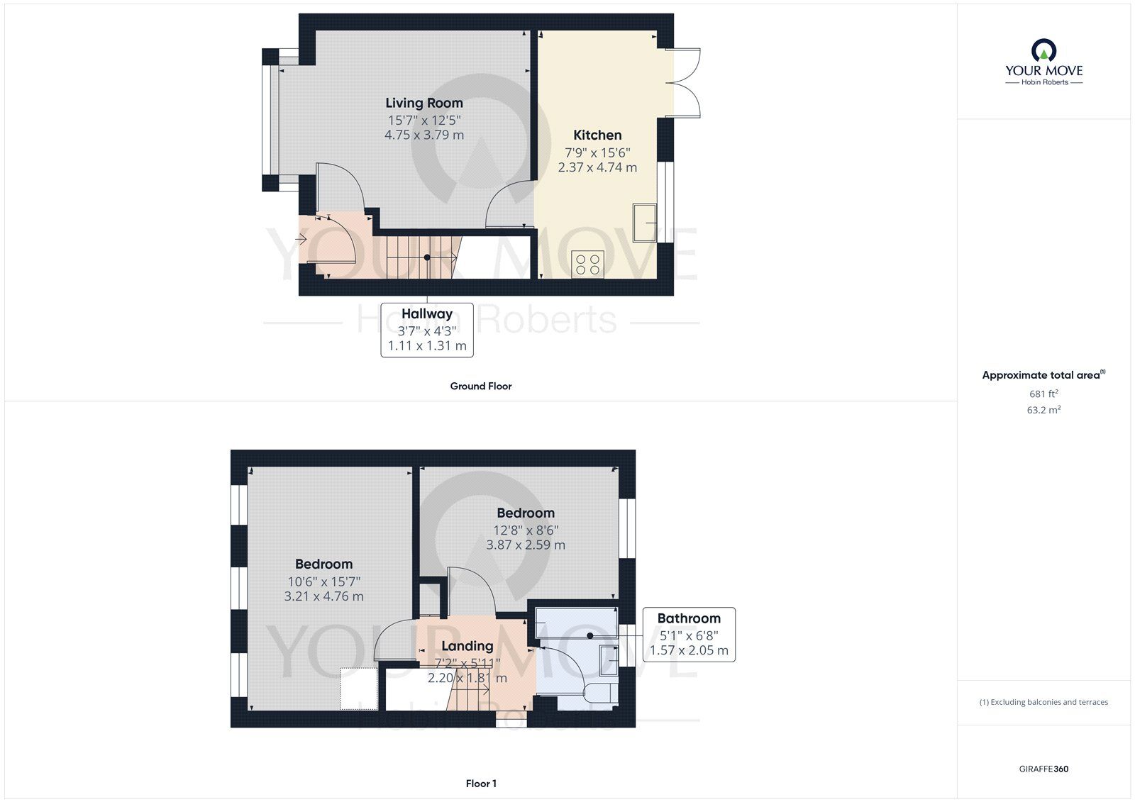 Floorplan of 2 bedroom End Terrace House for sale, Russell Square, Moulton, Northamptonshire, NN3