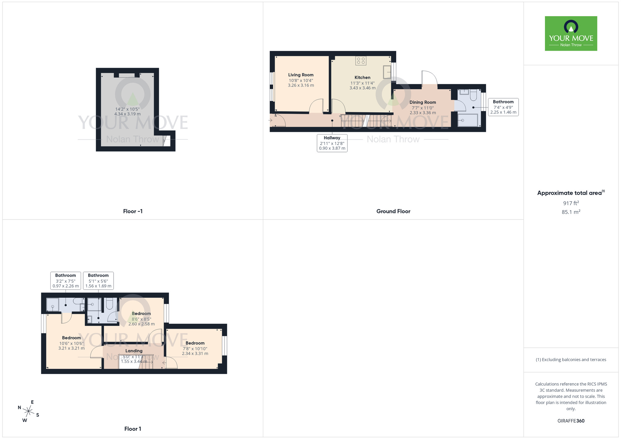 Floorplan of 3 bedroom Mid Terrace House for sale, Stanhope Road, Northampton, Northamptonshire, NN2