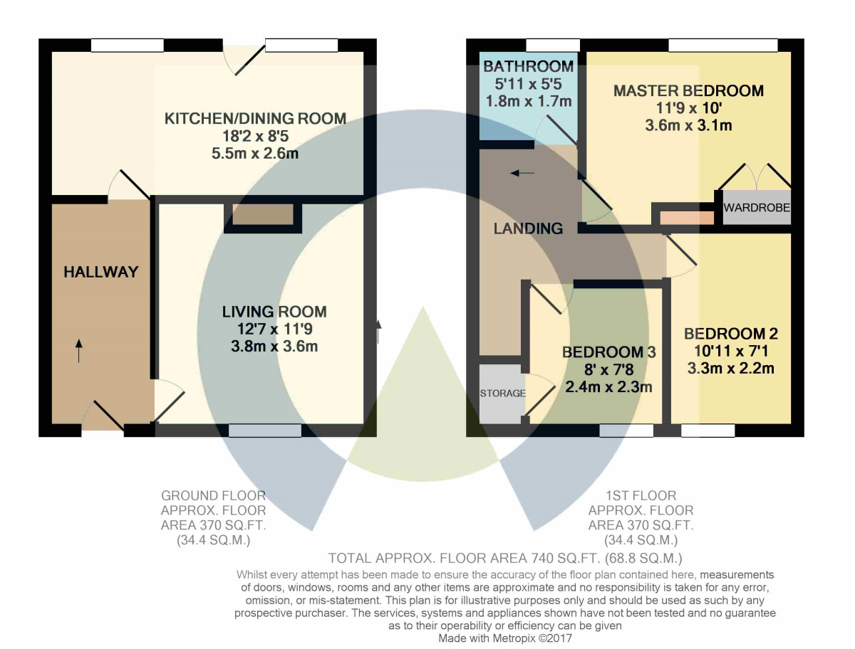Floorplan of 3 bedroom End Terrace House for sale, Aynho Crescent, Kingsthorpe, Northampton, Northamptonshire, NN2