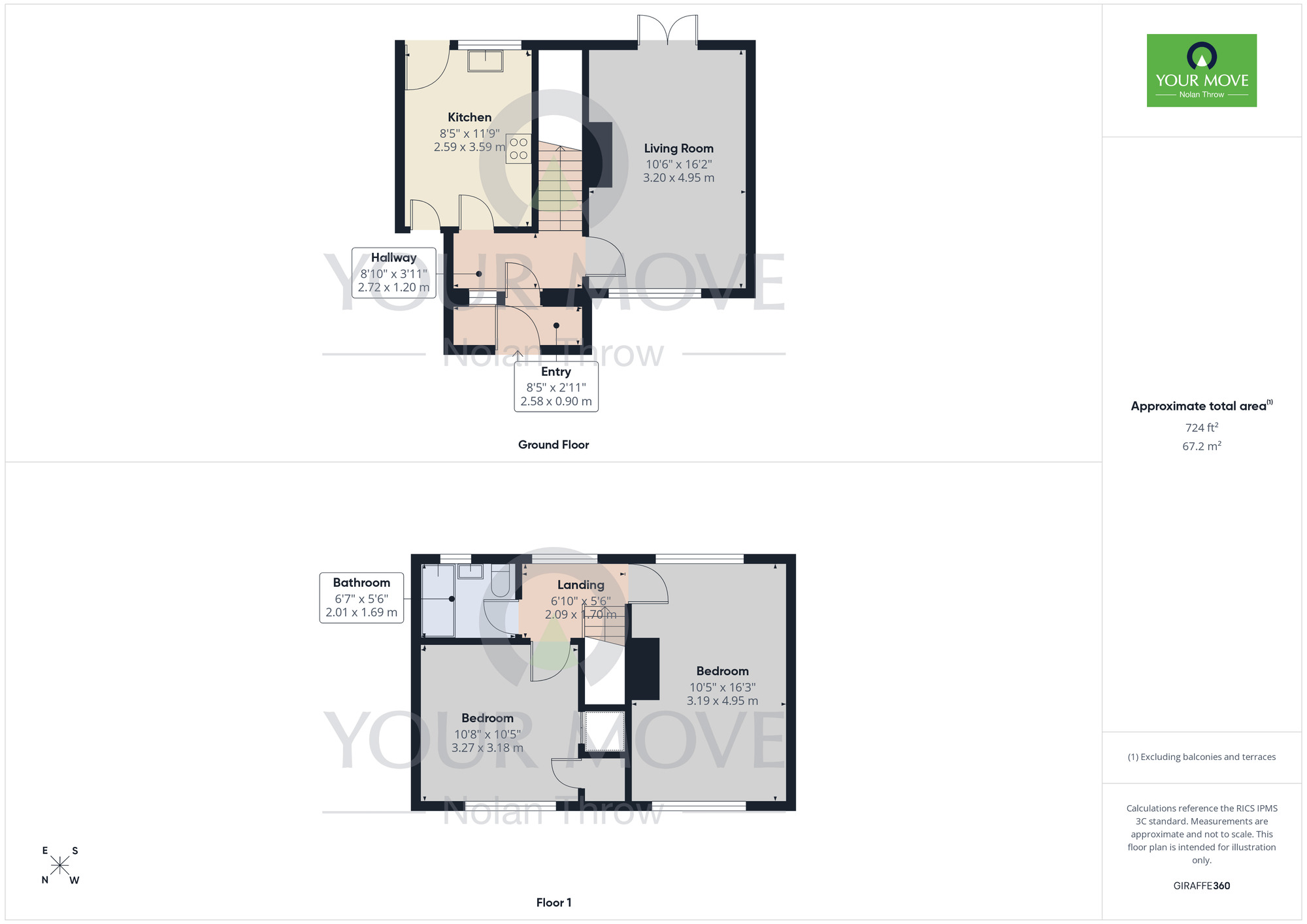 Floorplan of 2 bedroom Mid Terrace House to rent, Aynho Crescent, Kingsthorpe, Northamptonshire, NN2