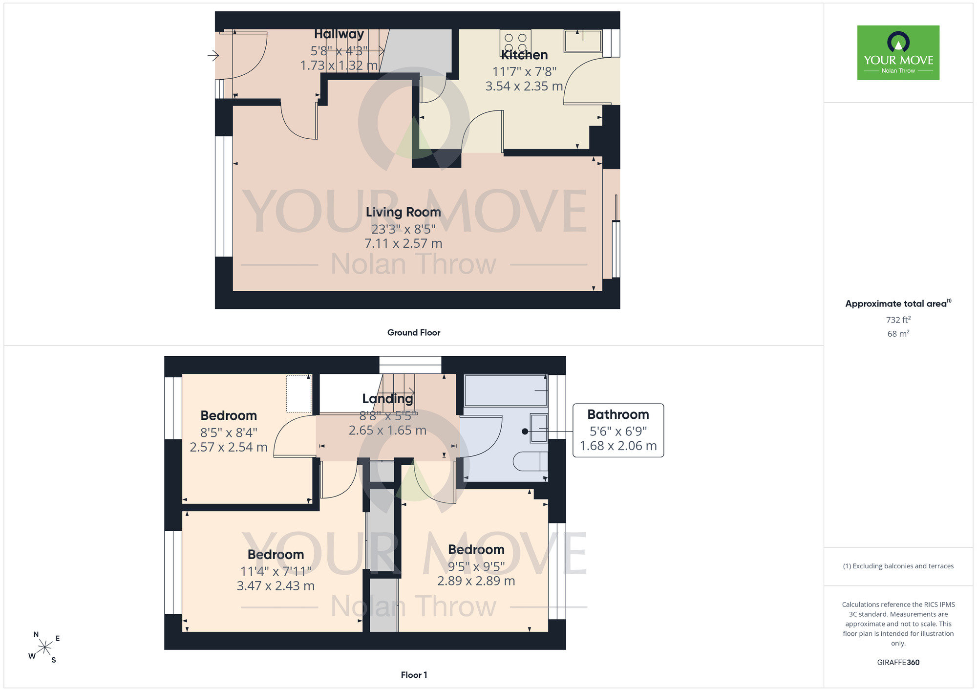 Floorplan of 3 bedroom Semi Detached House for sale, Stonewold Close, Kingsthorpe, Northampton, Northamptonshire, NN2