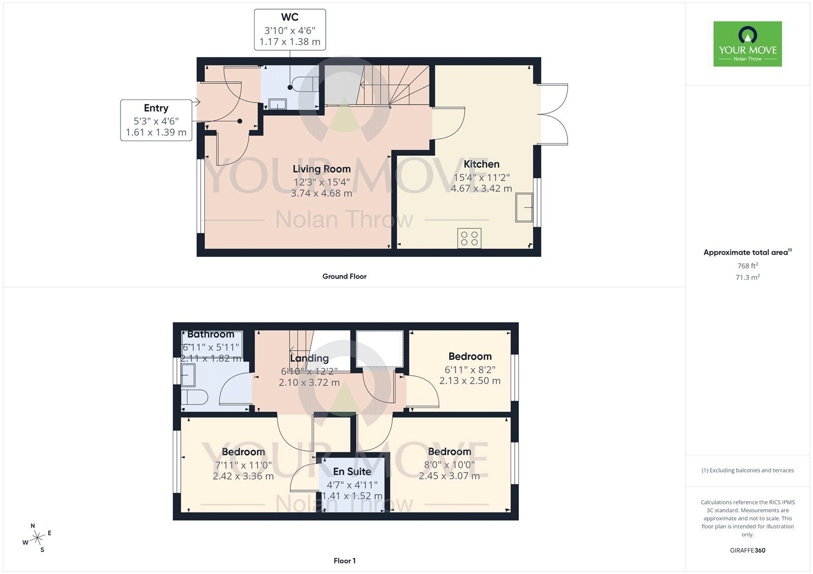 Floorplan of 3 bedroom Mid Terrace House for sale, Bective Close, Northampton, Northamptonshire, NN2