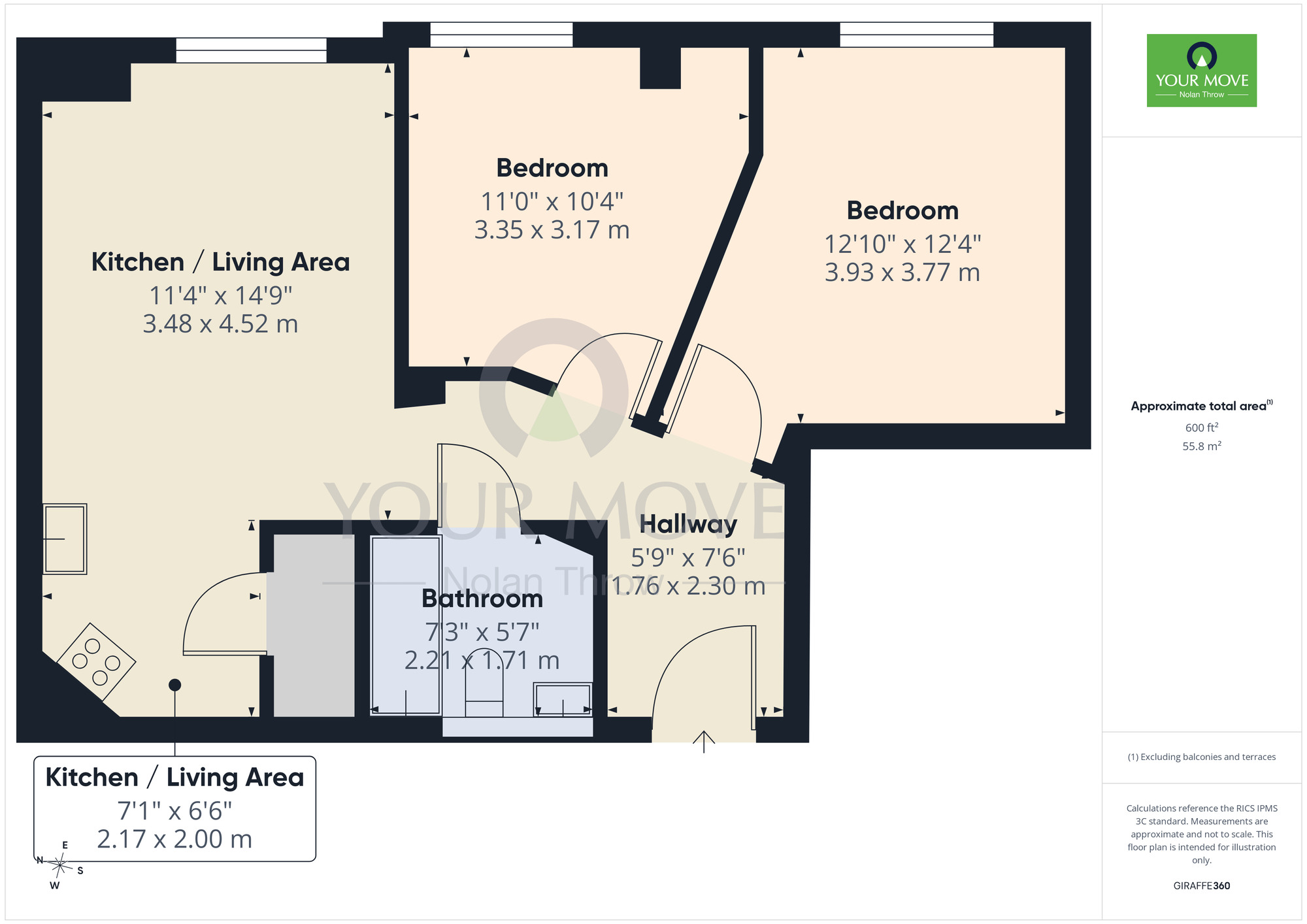 Floorplan of 2 bedroom Flat to rent, Guildhall Road, Northampton, Northamptonshire, NN1
