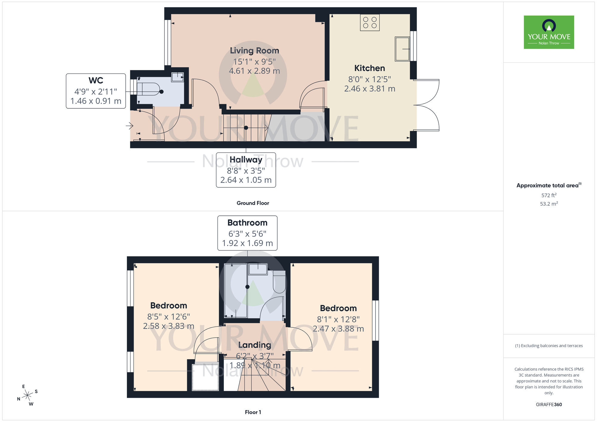 Floorplan of 2 bedroom Mid Terrace House for sale, Kelmarsh Avenue, Kingsthorpe, Northampton, NN2