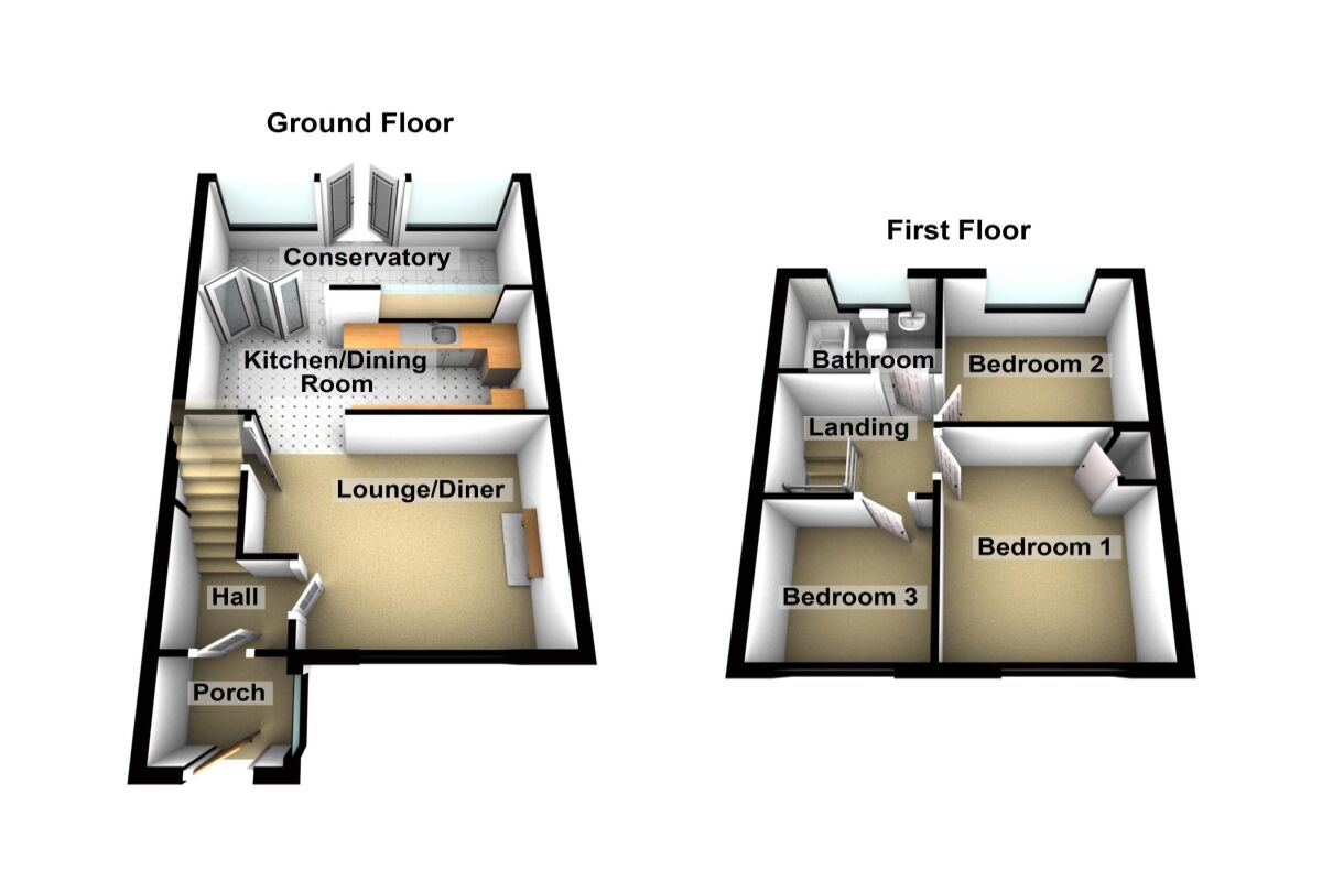 Floorplan of 3 bedroom Mid Terrace House to rent, Rowan Walk, Keynsham, Bristol, BS31