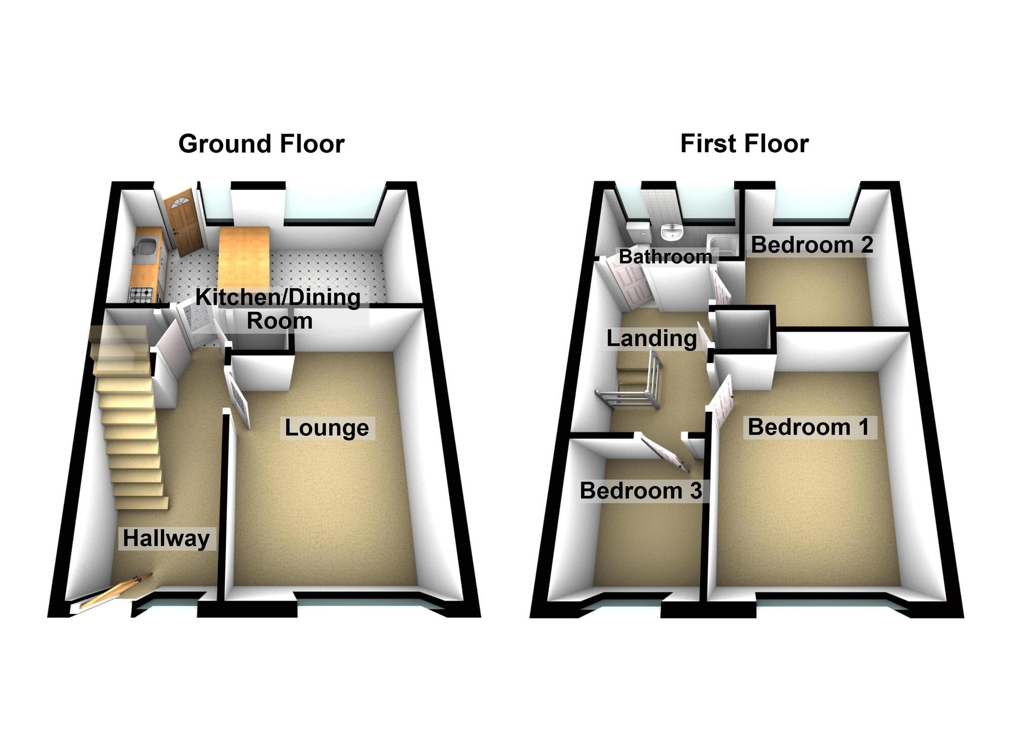Floorplan of 3 bedroom End Terrace House for sale, Charlton Road, Keynsham, Somerset, BS31