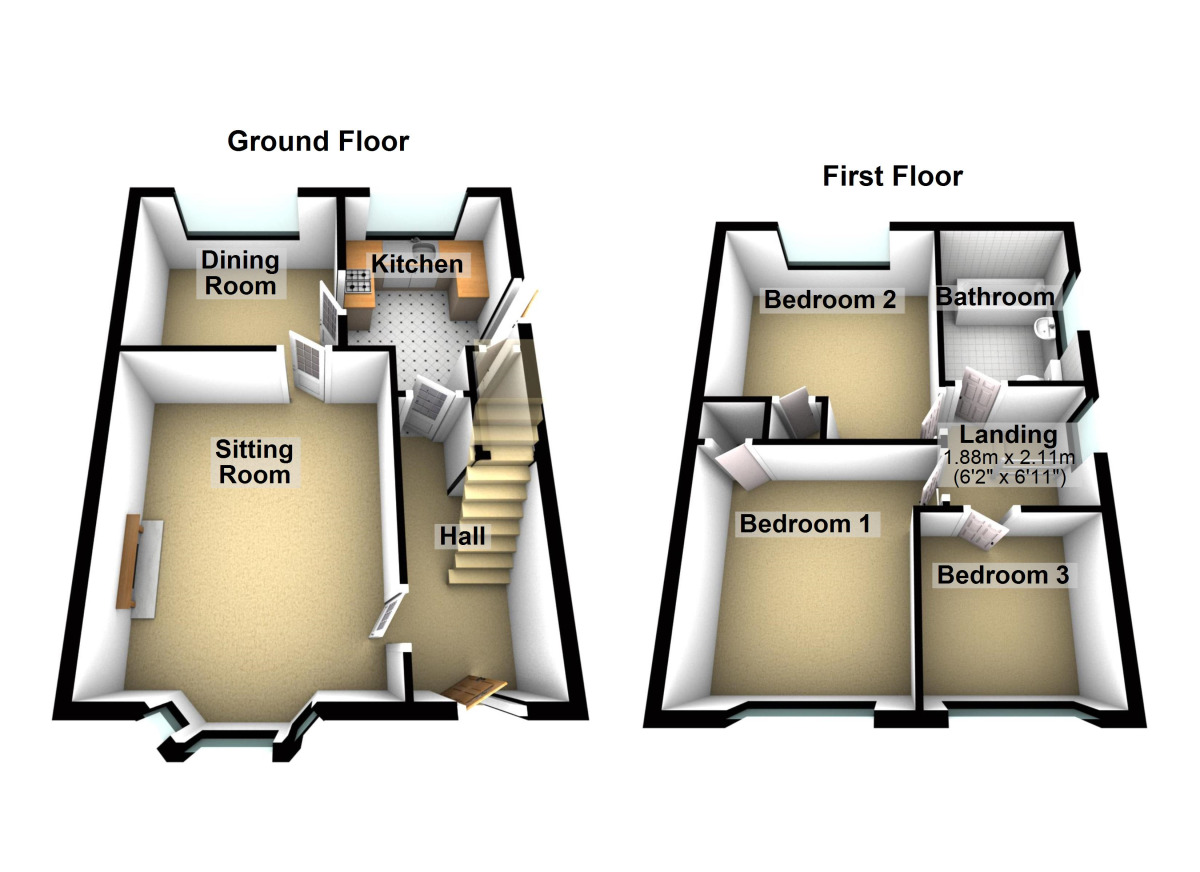 Floorplan of 3 bedroom Semi Detached House for sale, Trevelyan Walk, Henbury, Bristol, BS10