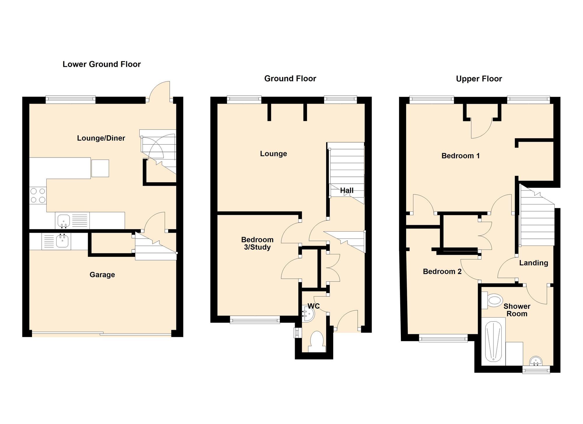 Floorplan of 3 bedroom End Terrace House for sale, Old Vicarage Green, Keynsham, Somerset, BS31