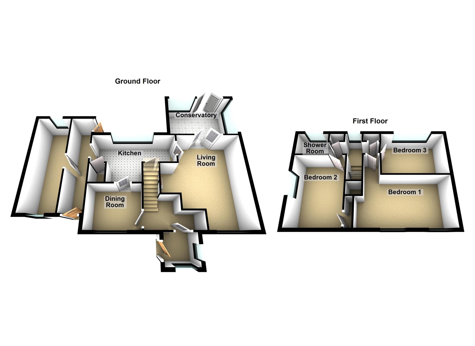 Floorplan of 3 bedroom Semi Detached House for sale, Cleeve Green, Twerton, Bath, BA2