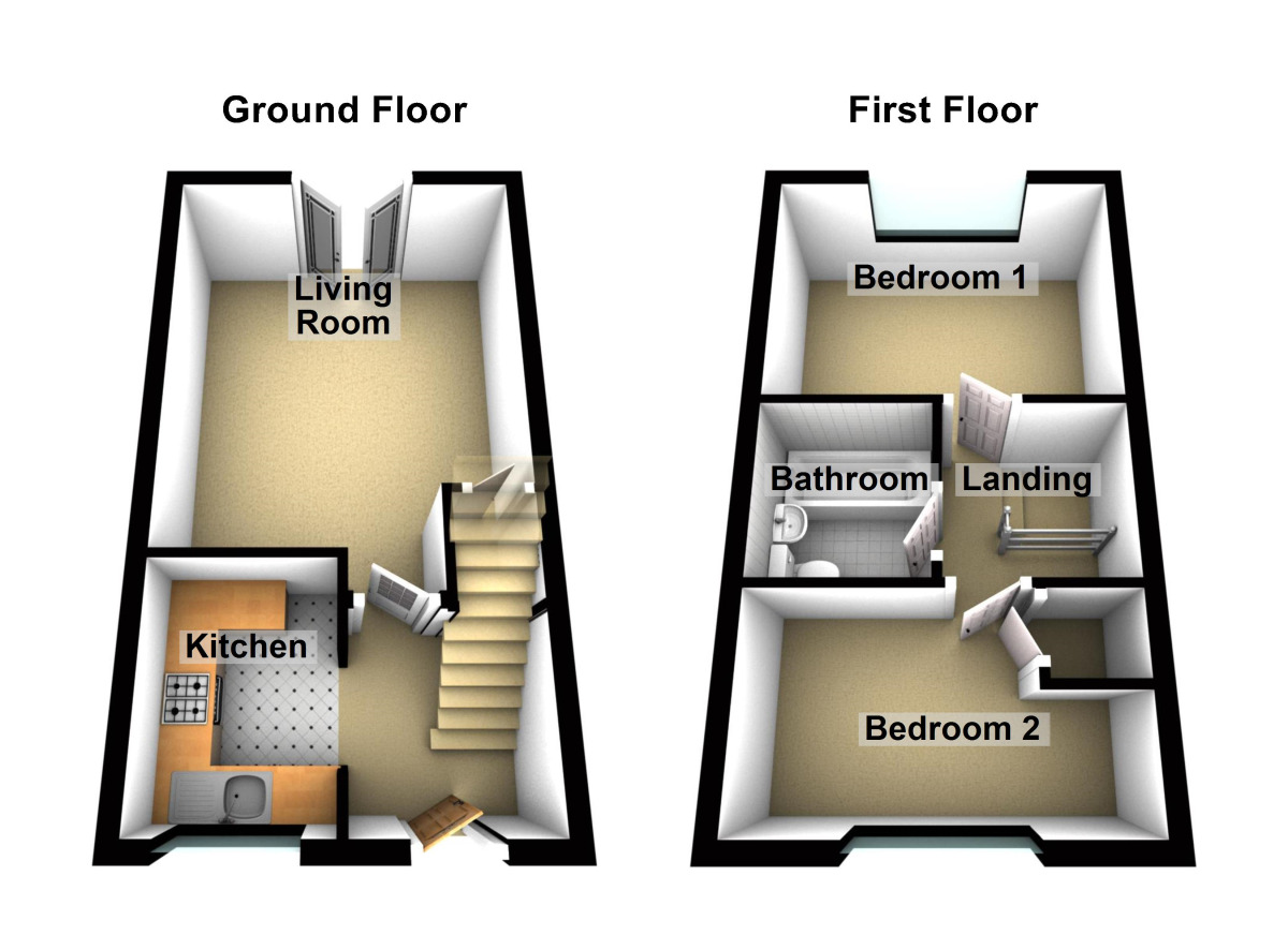 Floorplan of 2 bedroom Mid Terrace House for sale, Riverside Steps, St. Annes Park, Bristol, BS4