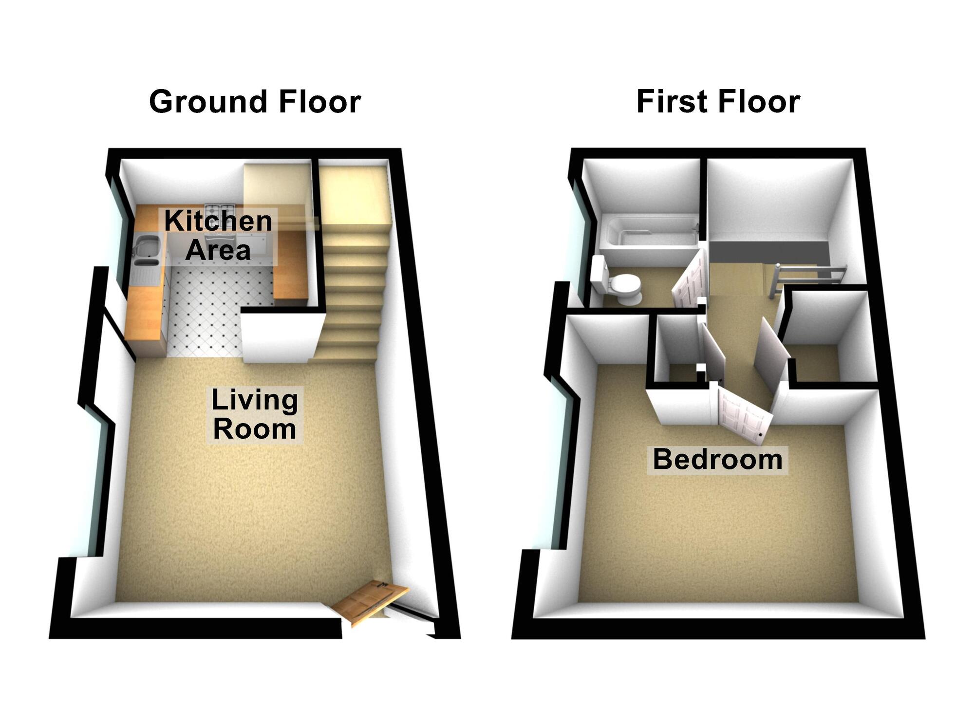 Floorplan of 1 bedroom End Terrace House for sale, Drummond Court, Longwell Green, Bristol, BS30