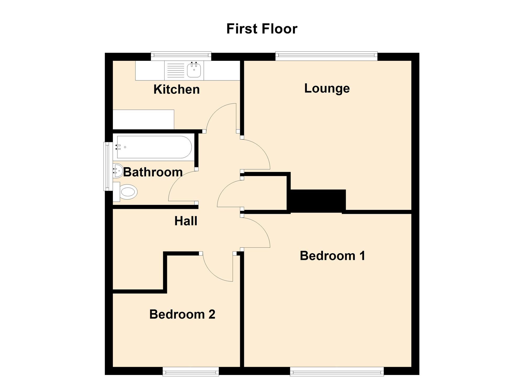 Floorplan of 2 bedroom Flat for sale, Gainsborough Road, Keynsham, Somerset, BS31