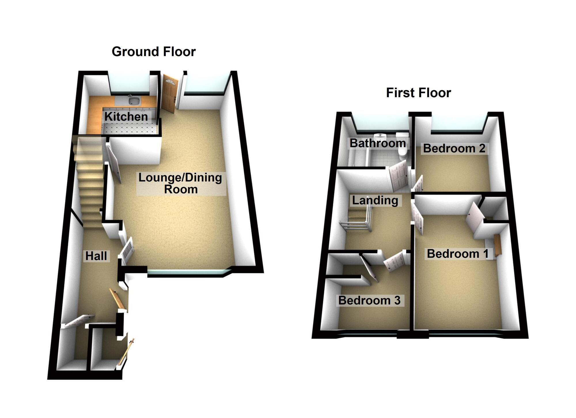 Floorplan of 3 bedroom End Terrace House to rent, Firs Court, Keynsham, Bristol, BS31