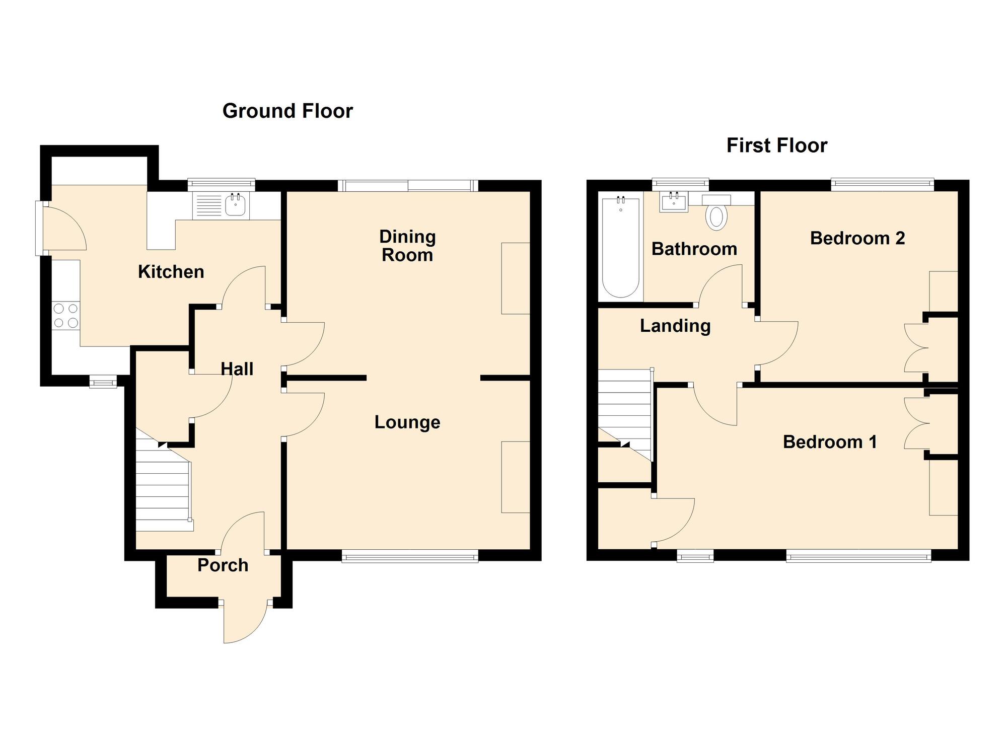 Floorplan of 2 bedroom Semi Detached House for sale, Honey Hill Road, Bristol, Gloucestershire, BS15