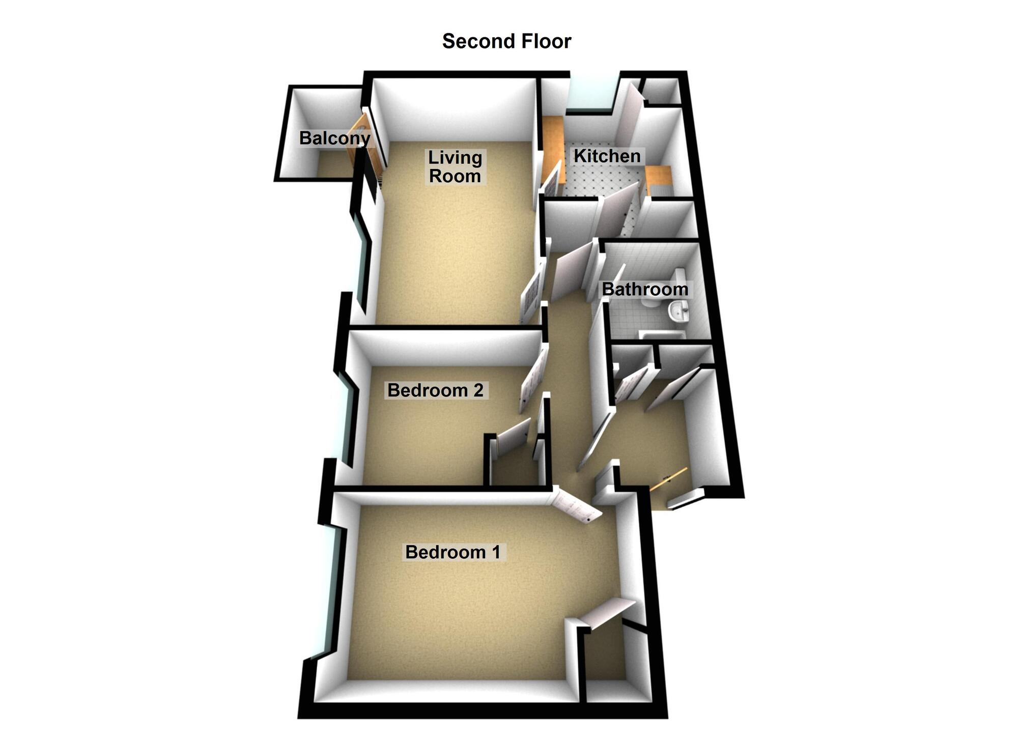 Floorplan of 2 bedroom Flat for sale, Moorfields Road, Bath, BA2