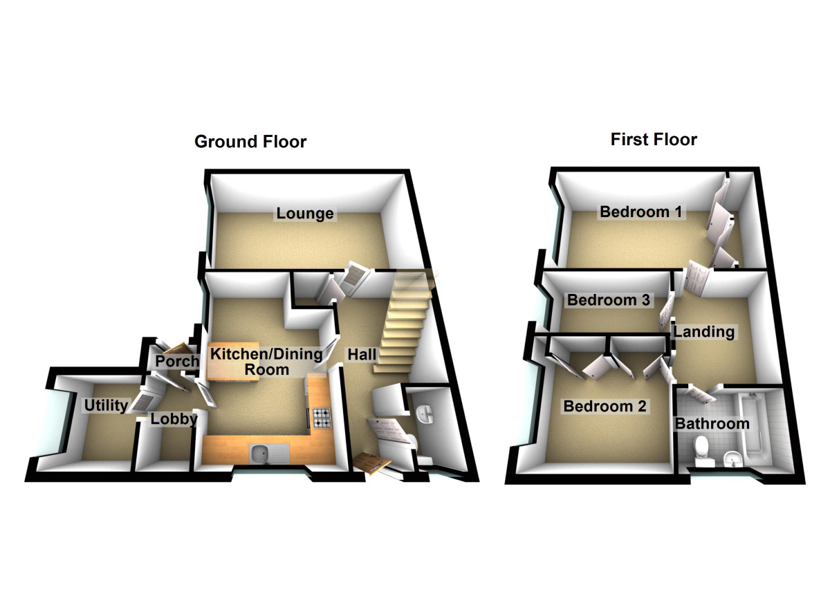 Floorplan of 3 bedroom End Terrace House for sale, St. Johns Court, Keynsham, Somerset, BS31