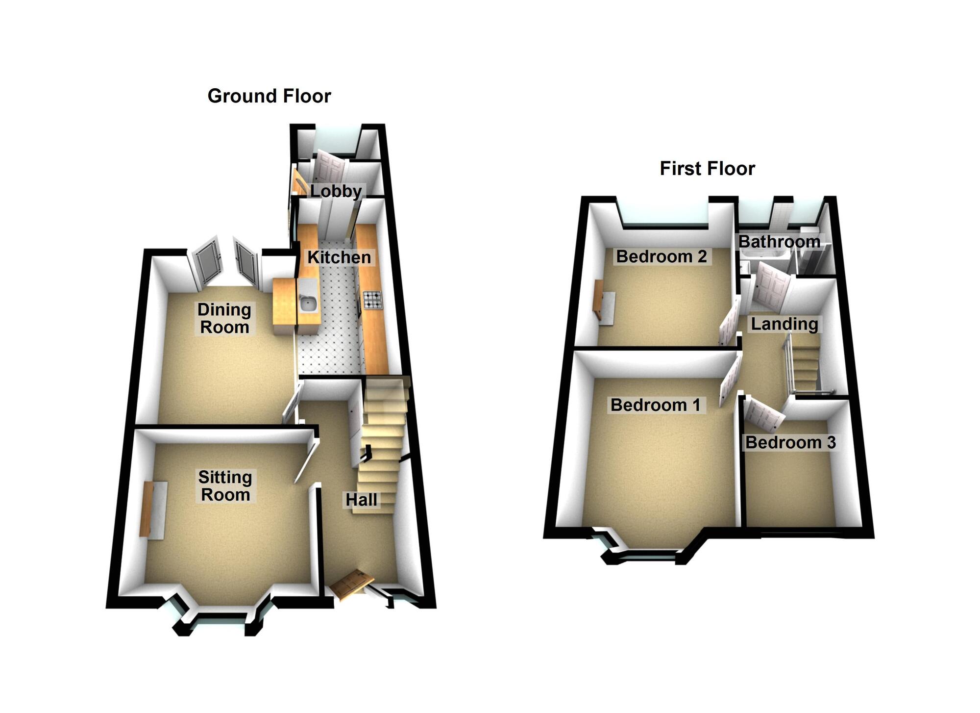 Floorplan of 3 bedroom Mid Terrace House for sale, Ridgeway Lane, Whitchurch, Bristol, BS14