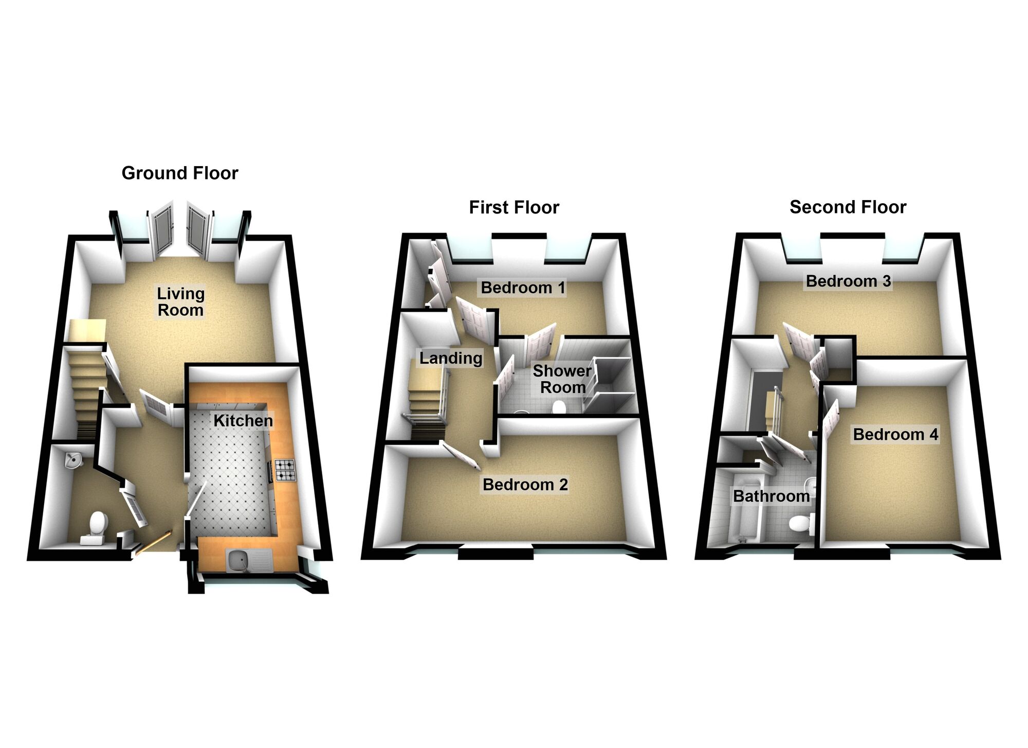 Floorplan of 4 bedroom Mid Terrace House to rent, Willowherb Road, Lyde Green, Bristol, BS16