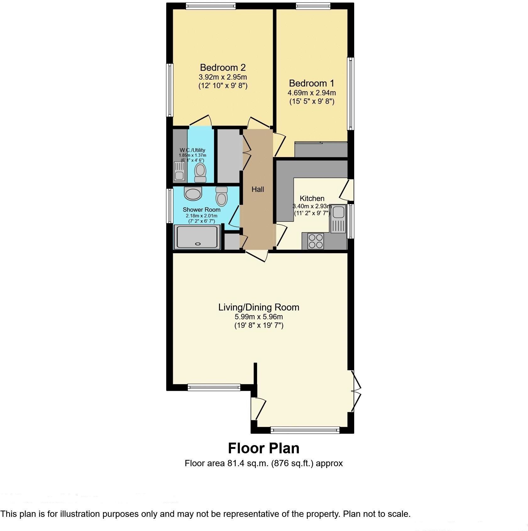 Floorplan of 2 bedroom Detached Property for sale, Blenheim Close, Orchards Residential Park, Slough, SL3