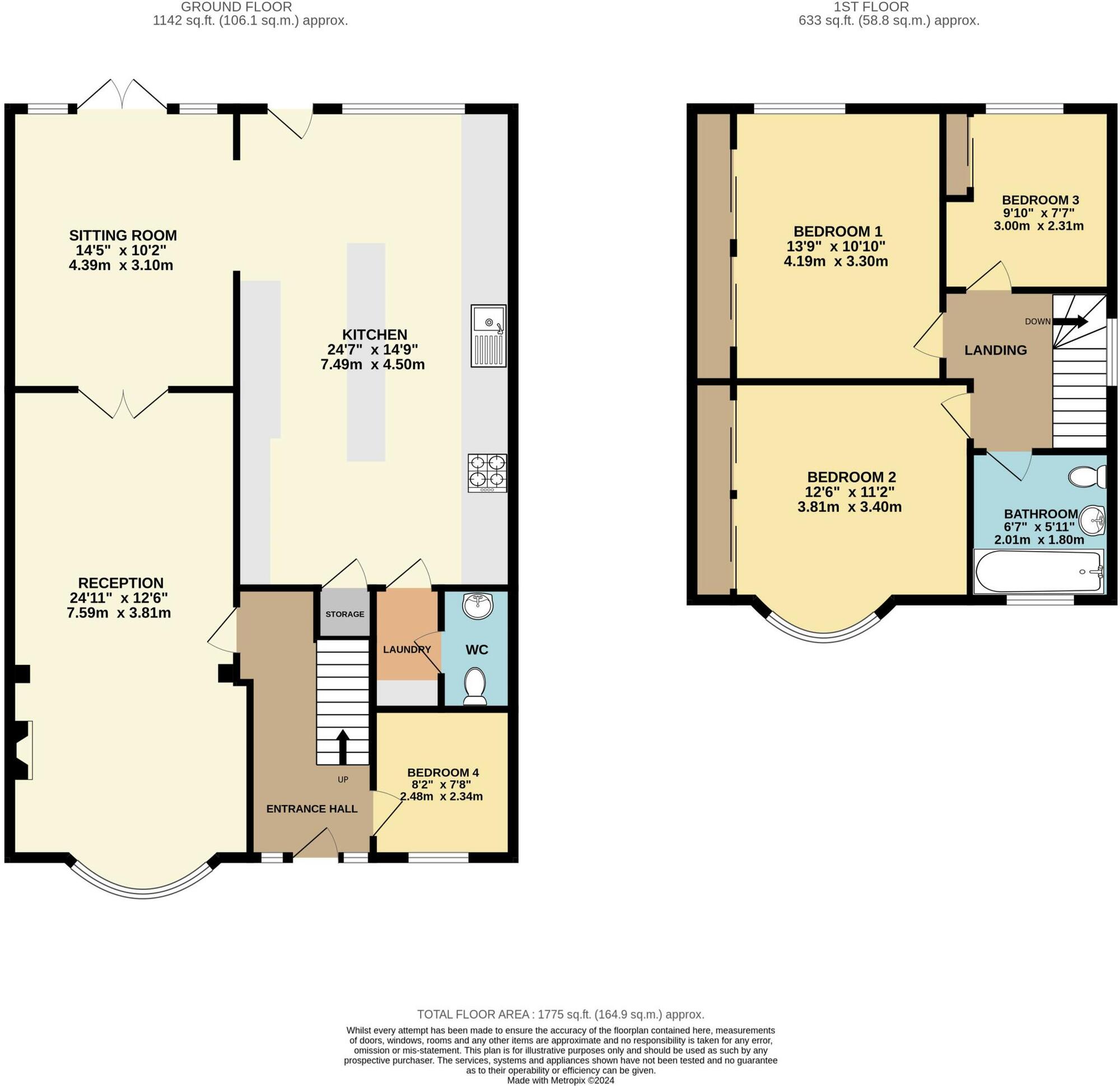 Floorplan of 4 bedroom Semi Detached House for sale, Langley Road, Slough, Berkshire, SL3