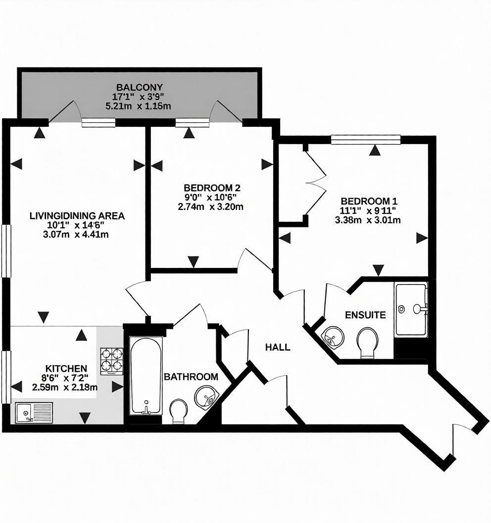 Floorplan of 2 bedroom Flat for sale, Swan Road, West Drayton, UB7