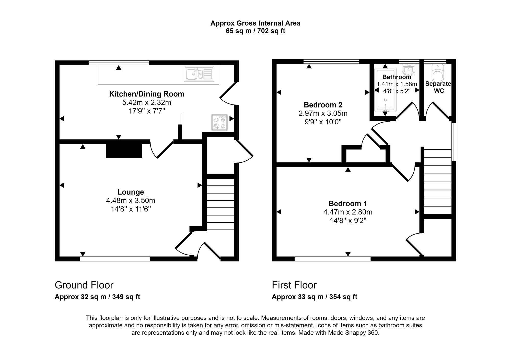Floorplan of 2 bedroom Semi Detached House to rent, Sheraton, Gateshead, Tyne And Wear, NE10