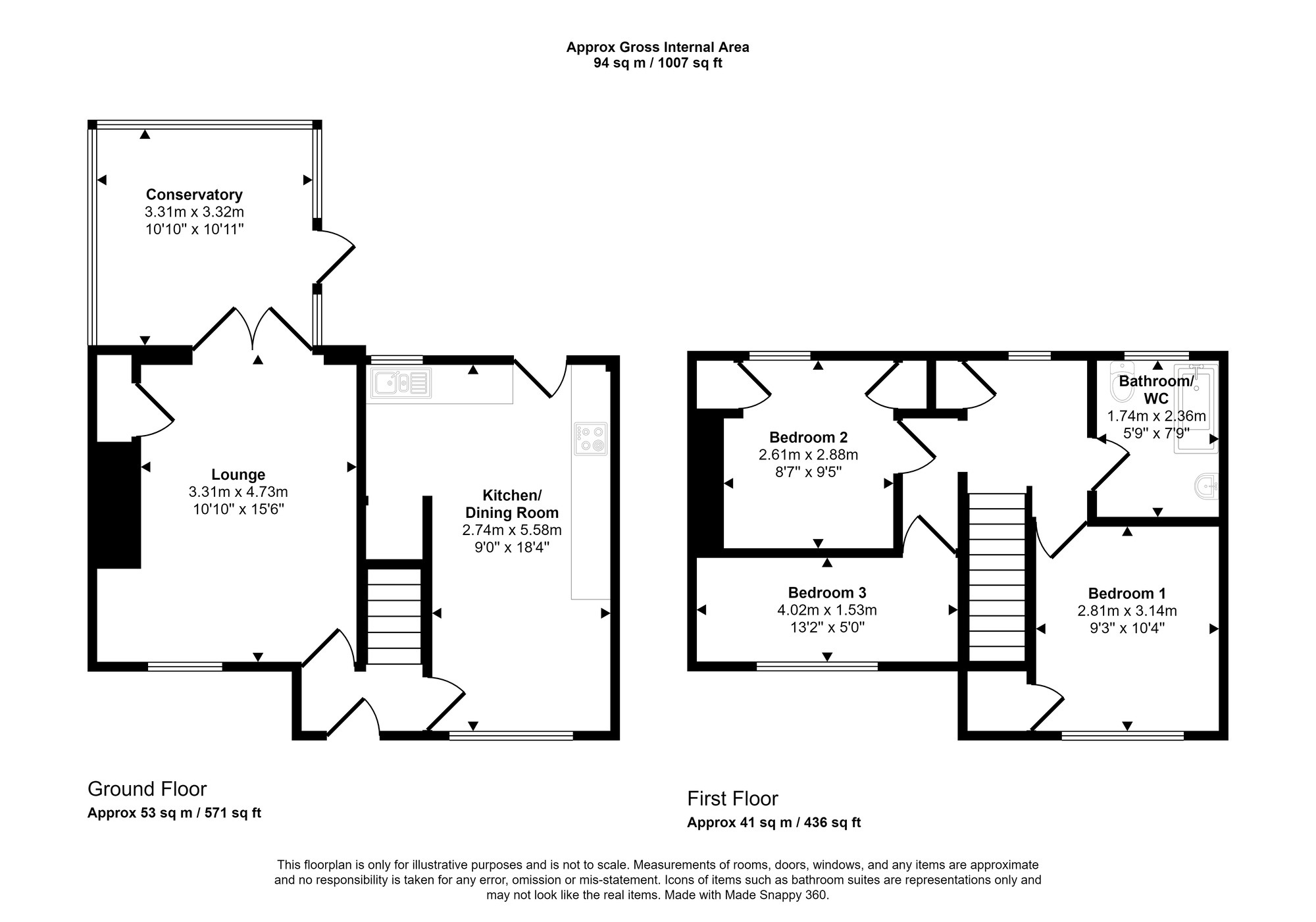 Floorplan of 3 bedroom Semi Detached House to rent, Parkin Gardens, Felling, Tyne And Wear, NE10