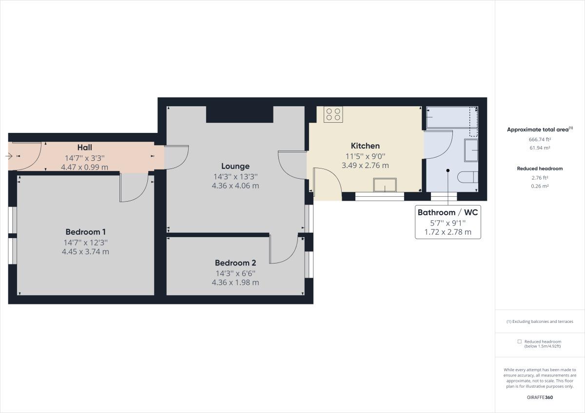 Floorplan of 2 bedroom  Flat to rent, Westbourne Avenue, Saltwell, Gateshead, NE8