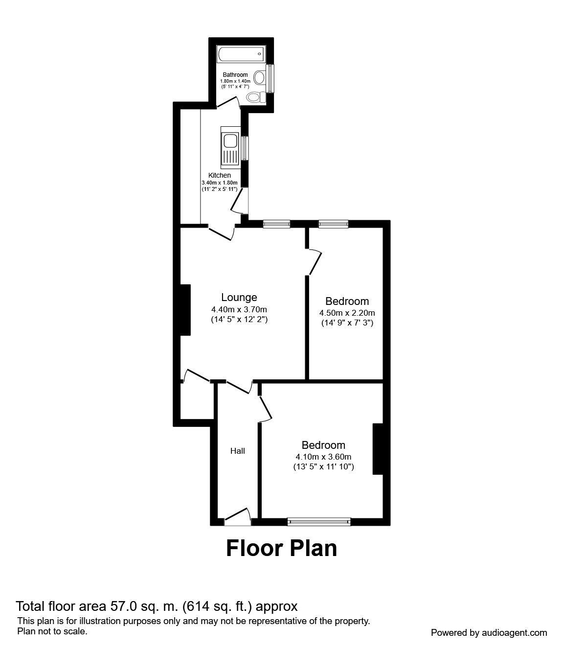 Floorplan of 2 bedroom Flat to rent, King Edward Street, Gateshead, Tyne And Wear, NE8
