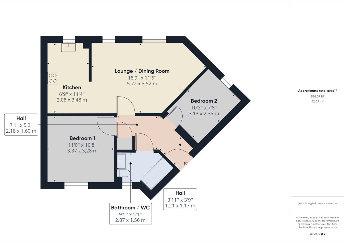 Floorplan of 2 bedroom Flat to rent, Radcliffe Close, St. James Village, Gateshead, NE8