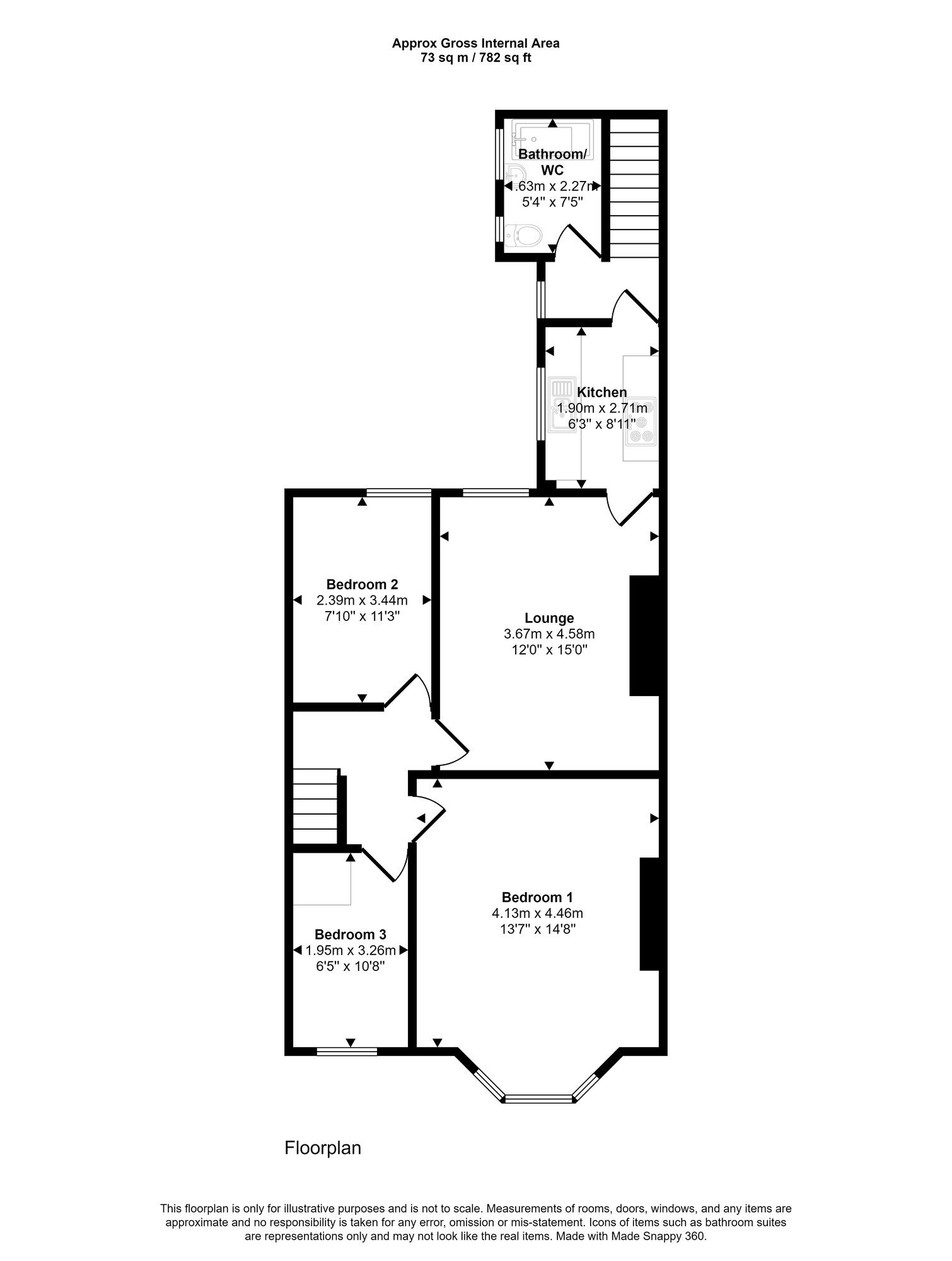 Floorplan of 3 bedroom Flat to rent, Stanhope Road, South Shields, Tyne and Wear, NE33