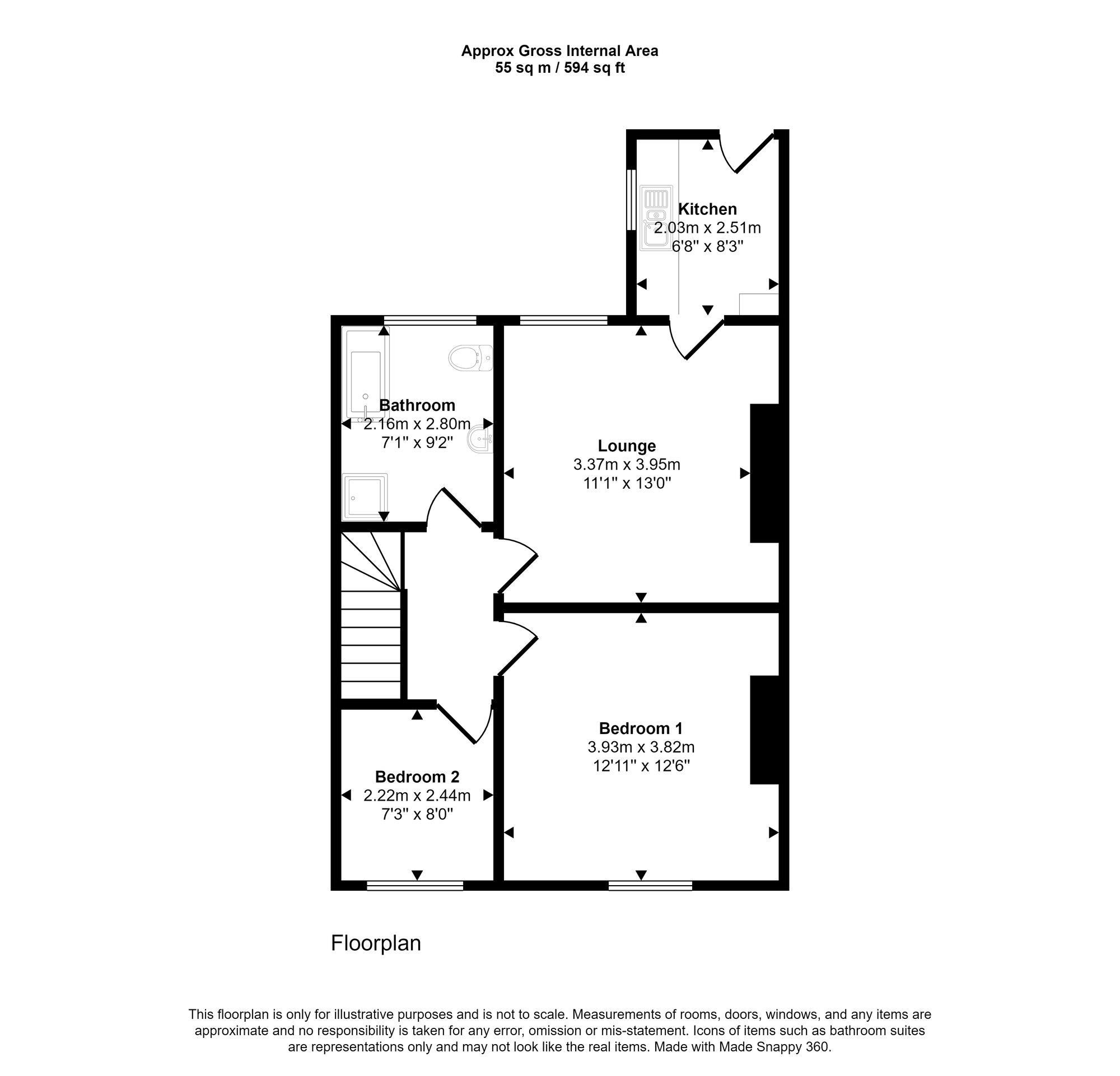 Floorplan of 2 bedroom  Flat to rent, Morley Terrace, Felling, Gateshead, NE10