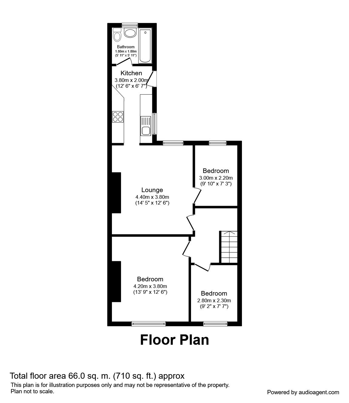 Floorplan of 3 bedroom  Flat for sale, Hillfield Street, Bensham, Gateshead, NE8