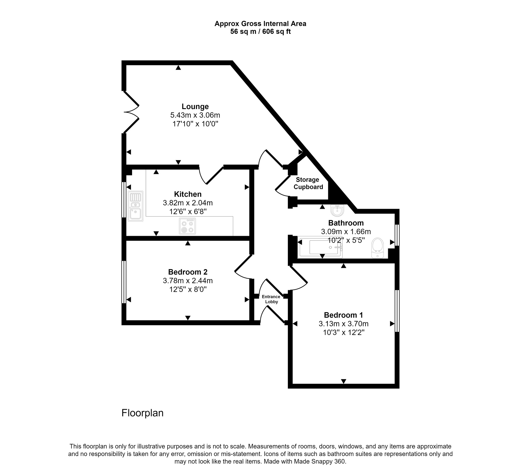 Floorplan of 2 bedroom  Flat for sale, Bridges View, Village Heights, Gateshead, NE8