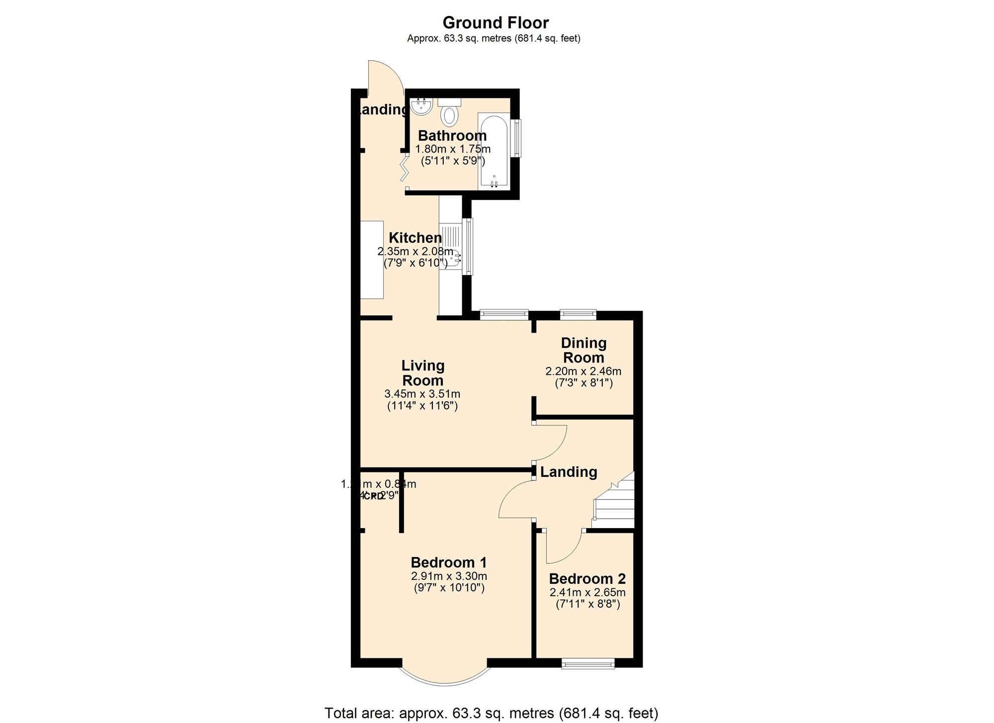 Floorplan of 2 bedroom  Flat for sale, Caris Street, Gateshead, NE8