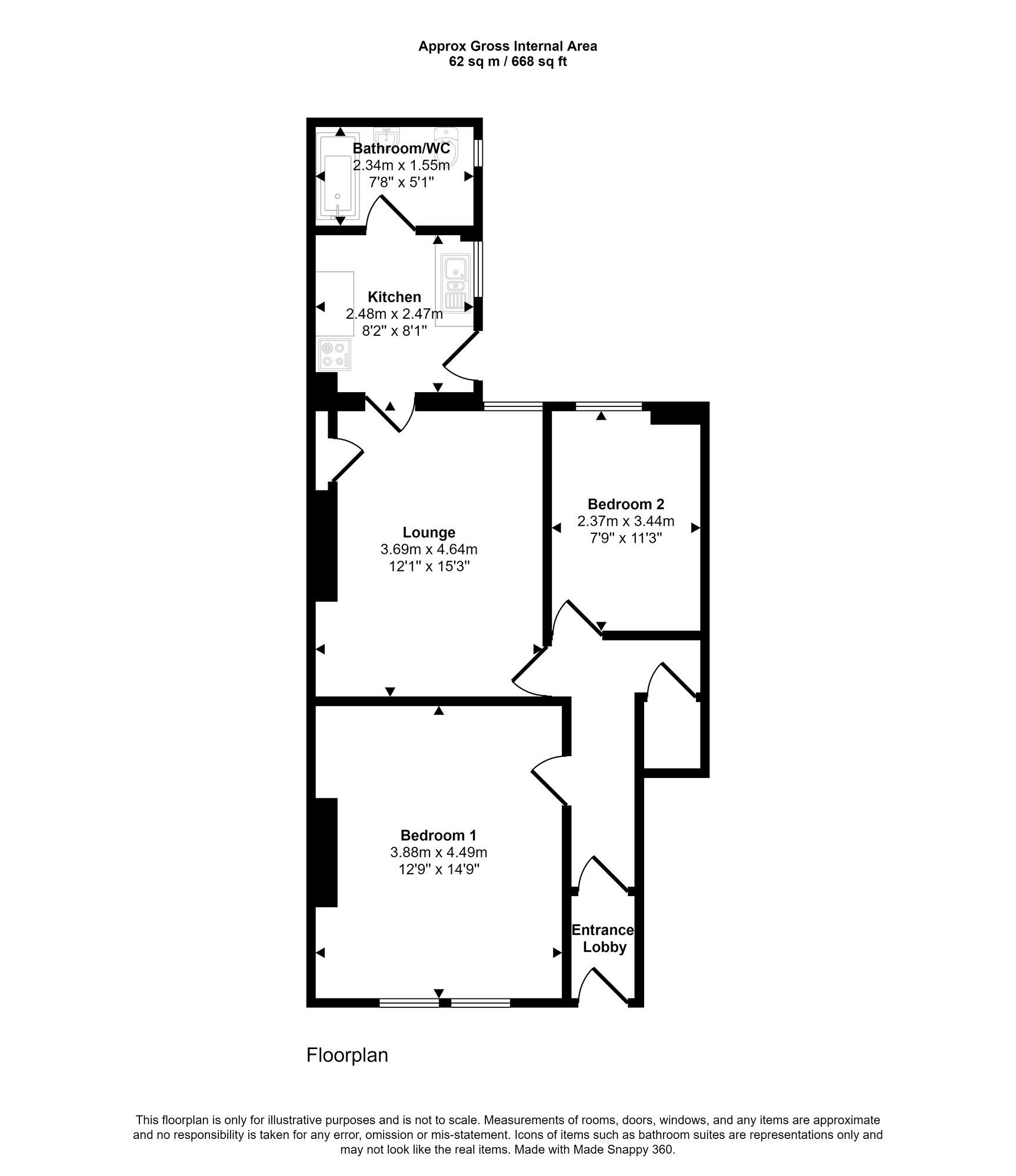 Floorplan of 2 bedroom  Flat for sale, Westminster Street, Gateshead, NE8