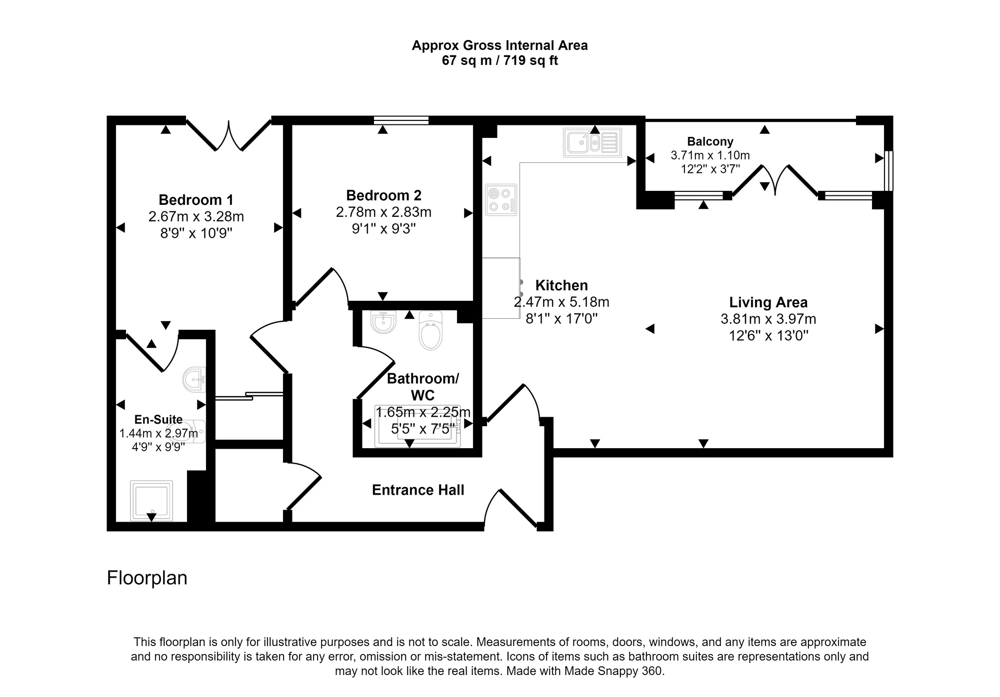 Floorplan of 2 bedroom  Flat to rent, Park View Avenue, Low Fell, Gateshead, NE9