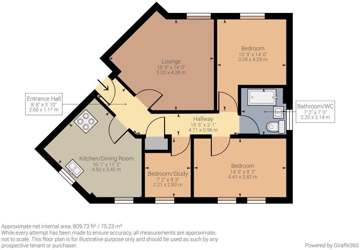 Floorplan of 3 bedroom  Flat for sale, Fleetwood Way, Bishops Park Estate, Gateshead, NE8