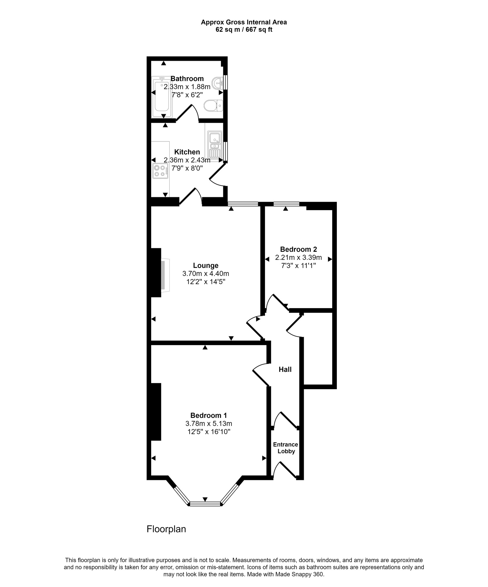 Floorplan of 2 bedroom  Flat for sale, Brighton Road, Gateshead, NE8