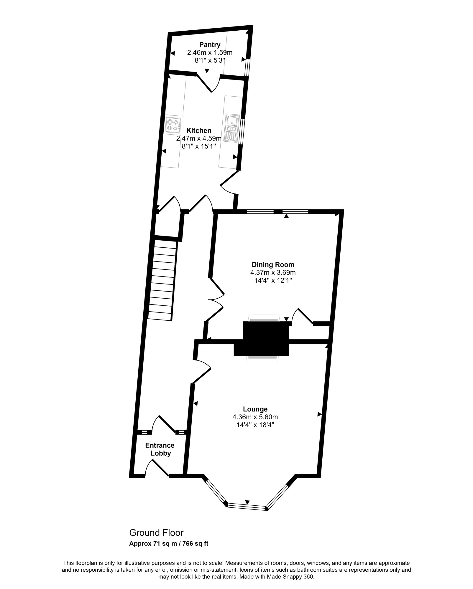 Floorplan of 3 bedroom Mid Terrace House for sale, St. Marys Terrace, Gateshead, NE10