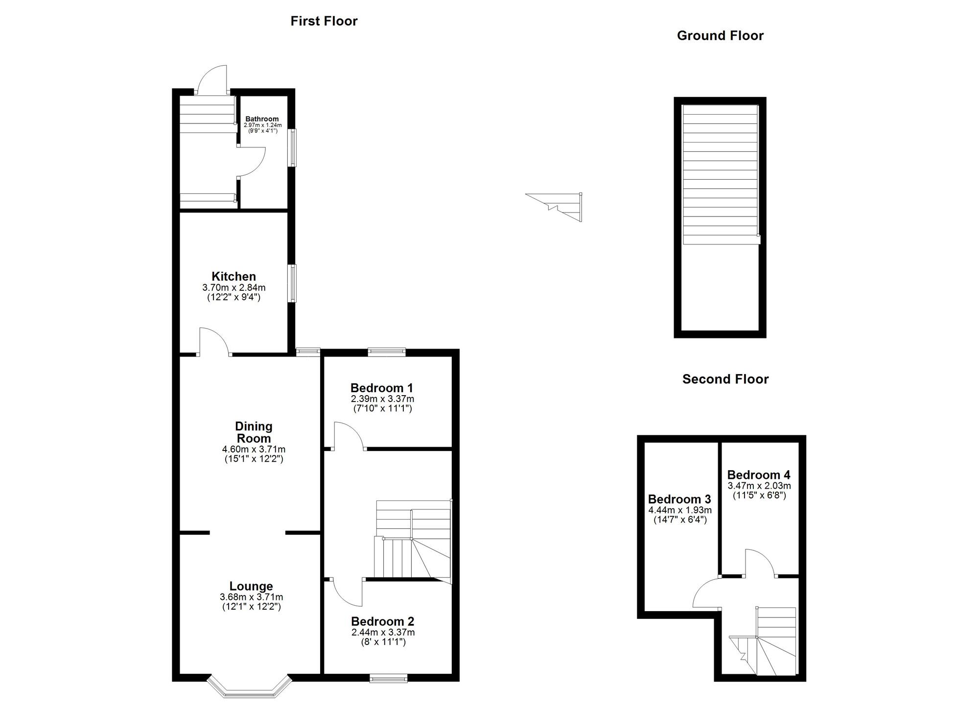 Floorplan of 4 bedroom  Flat for sale, Avenue Road, Saltwell, Gateshead, NE8