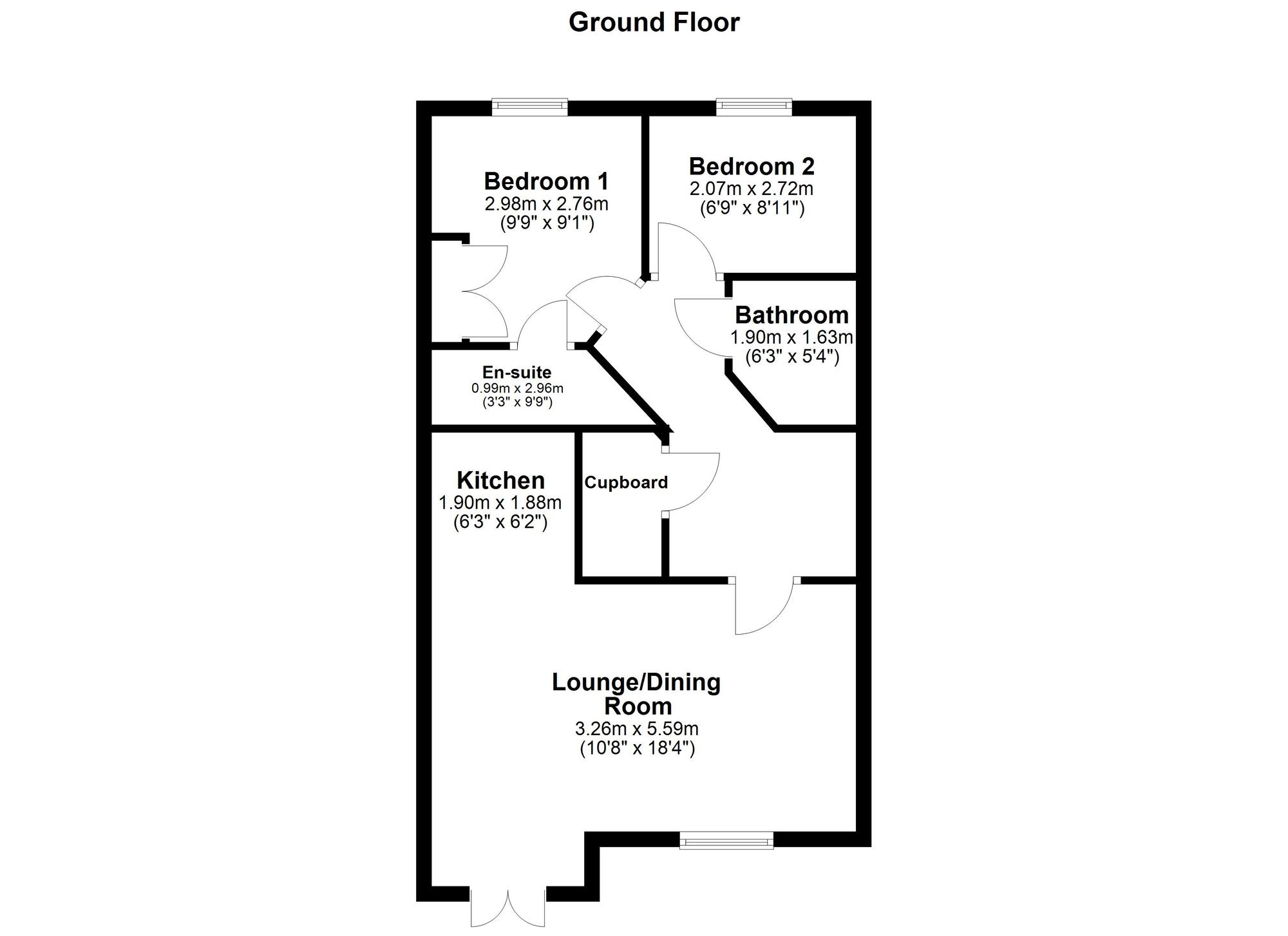 Floorplan of 2 bedroom  Flat for sale, The Willows, Leam Lane, Gateshead, NE10