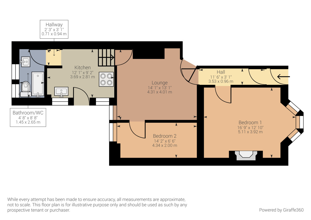 Floorplan of 2 bedroom  Flat for sale, Westbourne Avenue, Saltwell, Gateshead, NE8