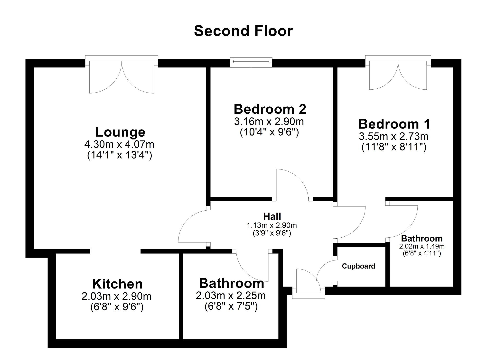 Floorplan of 2 bedroom  Flat for sale, Colombo Square, Worsdell Drive, Gateshead, NE8