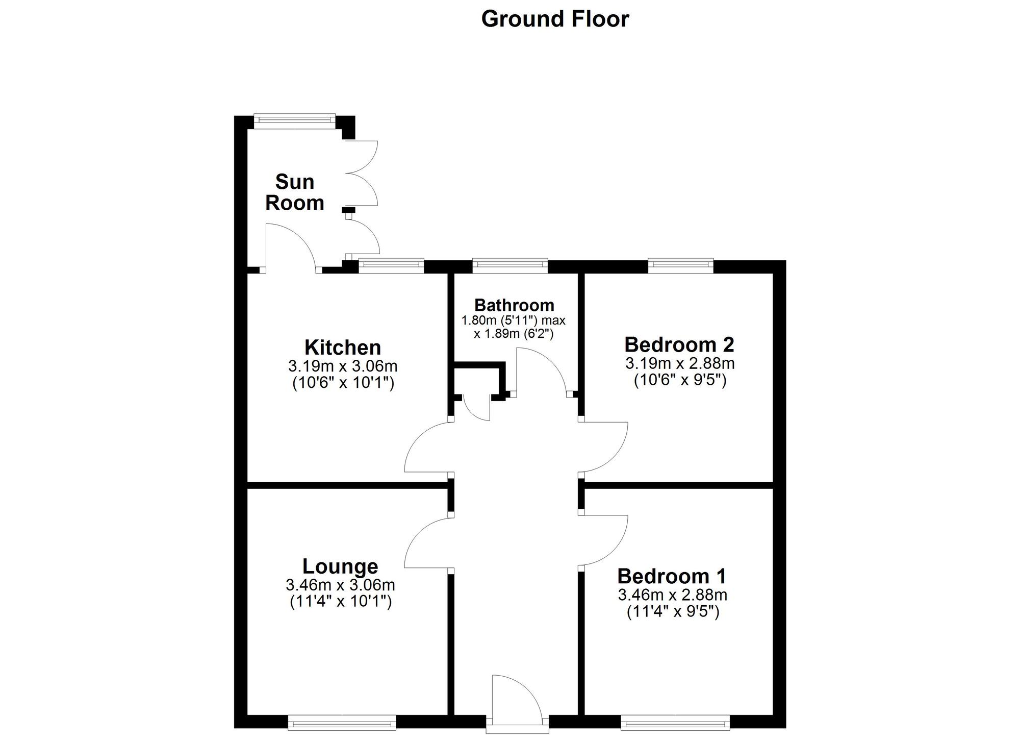 Floorplan of 2 bedroom Semi Detached Bungalow for sale, East Boldon Road, Cleadon Village, Sunderland, SR6