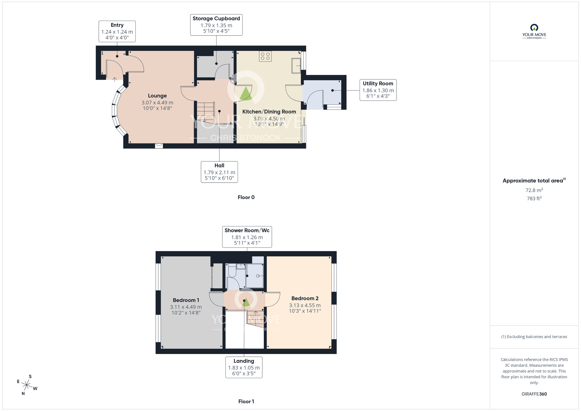 Floorplan of 2 bedroom Mid Terrace House for sale, Pickering Green, Harlow Green, Gateshead, NE9