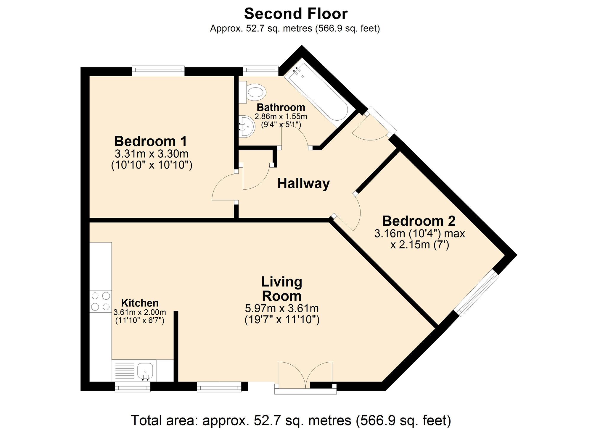 Floorplan of 2 bedroom  Flat for sale, Foster Drive, St James Village, Gateshead, NE8