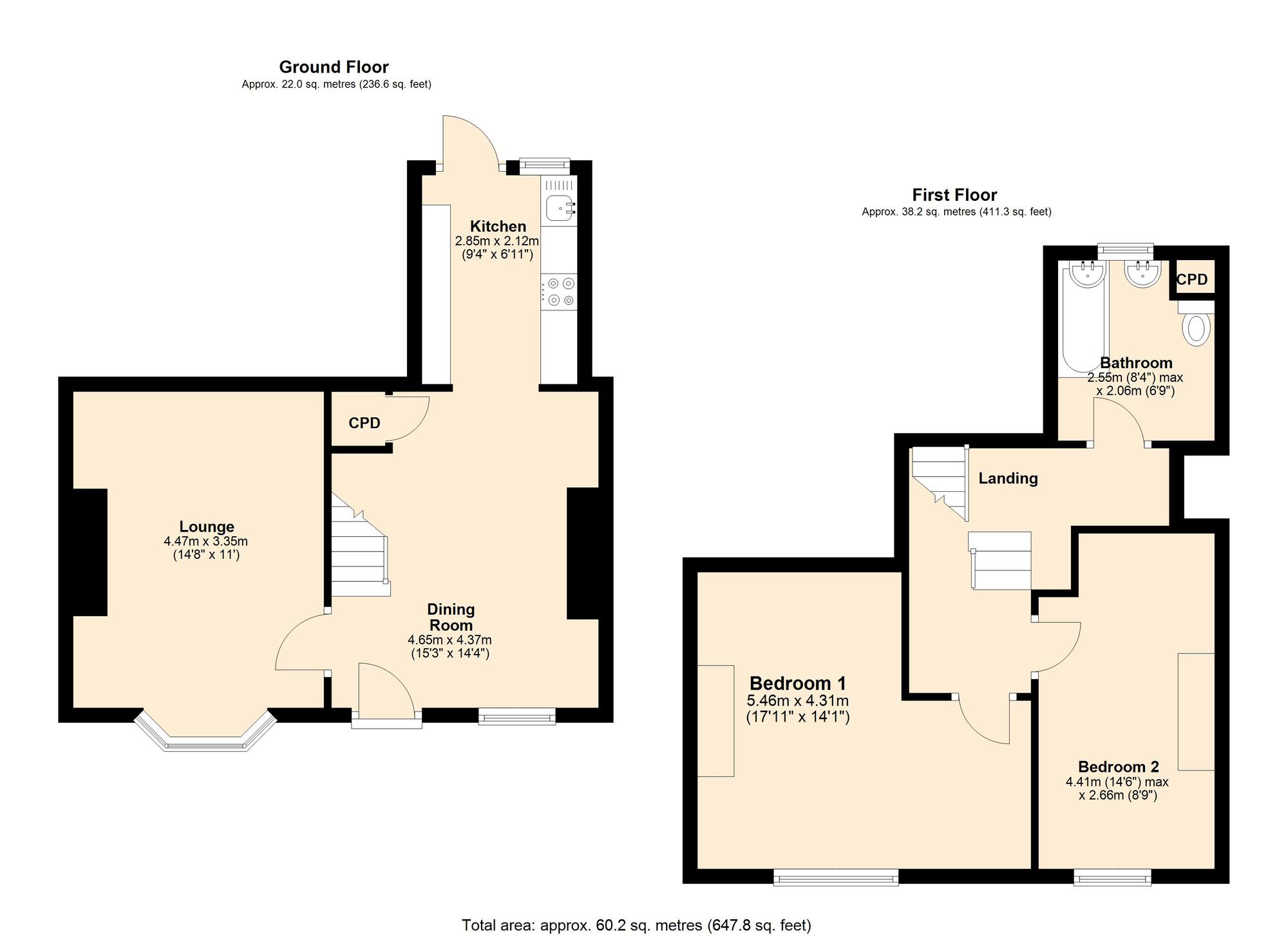 Floorplan of 2 bedroom End Terrace House for sale, Saltwell Street, Gateshead, Tyne and Wear, NE8