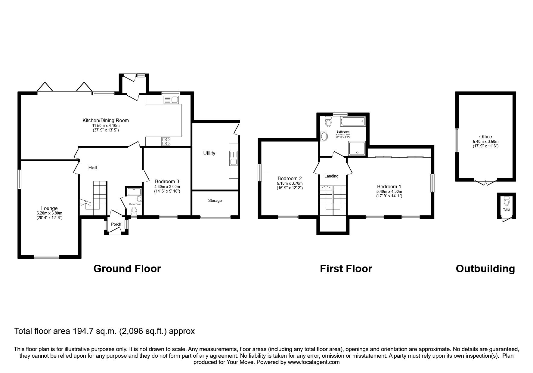 Floorplan of 3 bedroom Detached House for sale, Streetgate Park, Sunniside, NE16